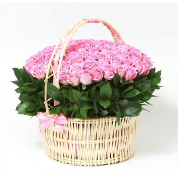  Antalya Çiçek - Sepette 101 Pembe Gül